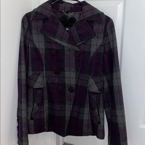 Guess Purple Plaid Coat